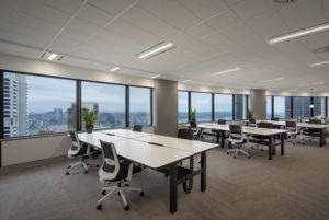 Sydney high rise office space photography, Sydney Commercial Photography by Luke Zeme, Office chairs and tables overlooking sydney harbour, corporate office photography